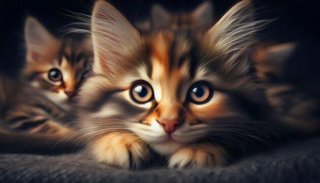 mama gata con sus gatitos