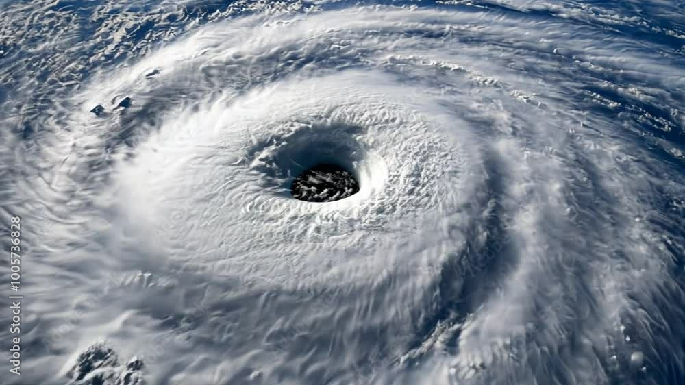Poster powerful hurricane swirling over the ocean captured from above generative ai