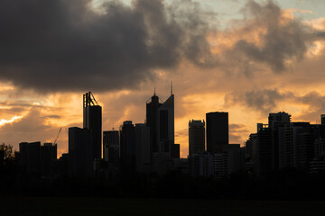 Perth City skyline at sunset