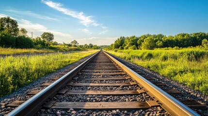 Obraz premium Scenic View of Endless Railway Tracks in Nature