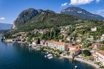 Fototapeta premium City of Menaggio, Lake Como drone photography. Italy 22.08.2024