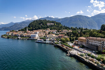 Fototapeta premium City of Bellagio, drone photo Lake Como, Italy 23.08.2024
