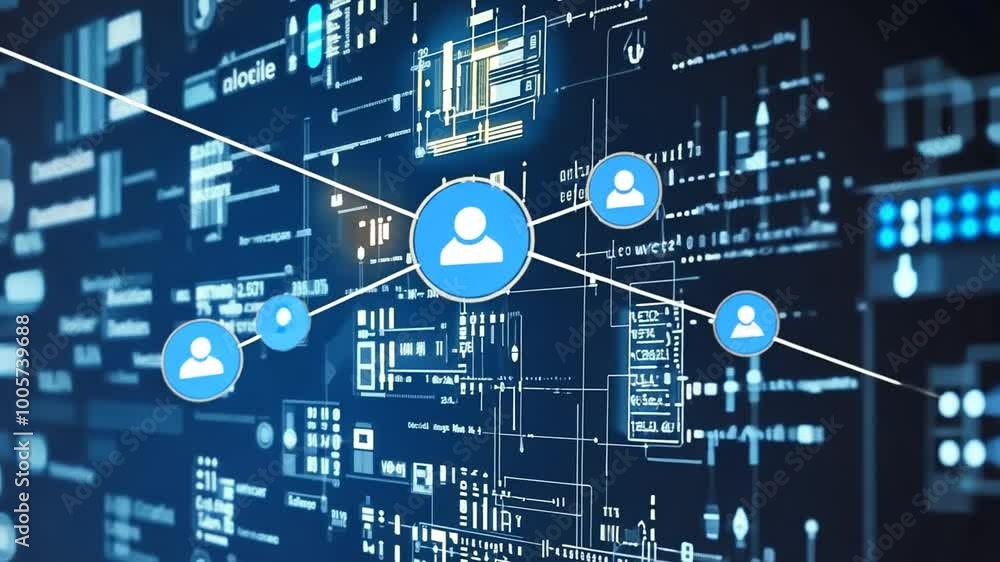 Poster network connectivity and data visualization in digital technology generative ai