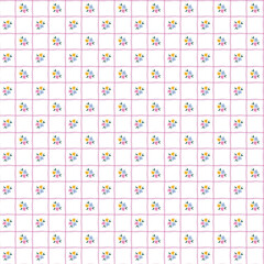 cute ditsy flower with pink lines texture print design