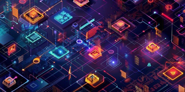 Patterned layout featuring cybersecurity themes.