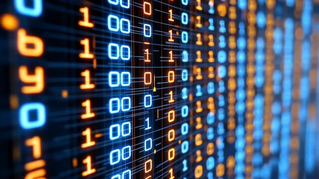 Close-up View of Digital Binary Code on a Dark Background Generative AI