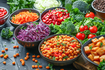 Celebrating world vegan day with colorful plant based food
