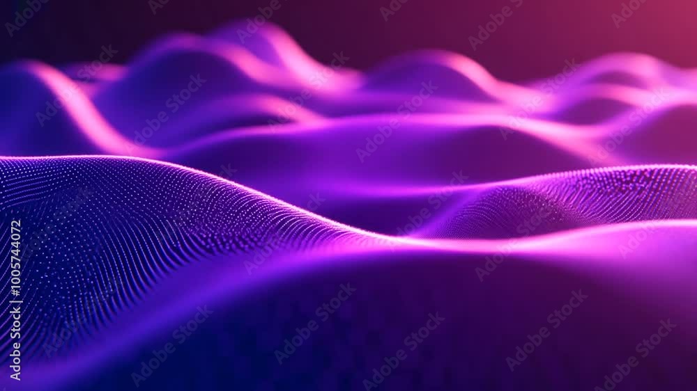 Poster abstract purple wave patterns illuminated in dim light generative ai