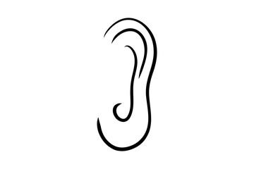 A hand-drawn simple flat ear. Good for any project.
