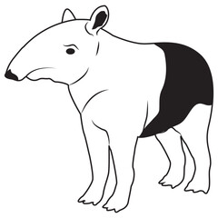 Tapir Animal Line Art Illustration