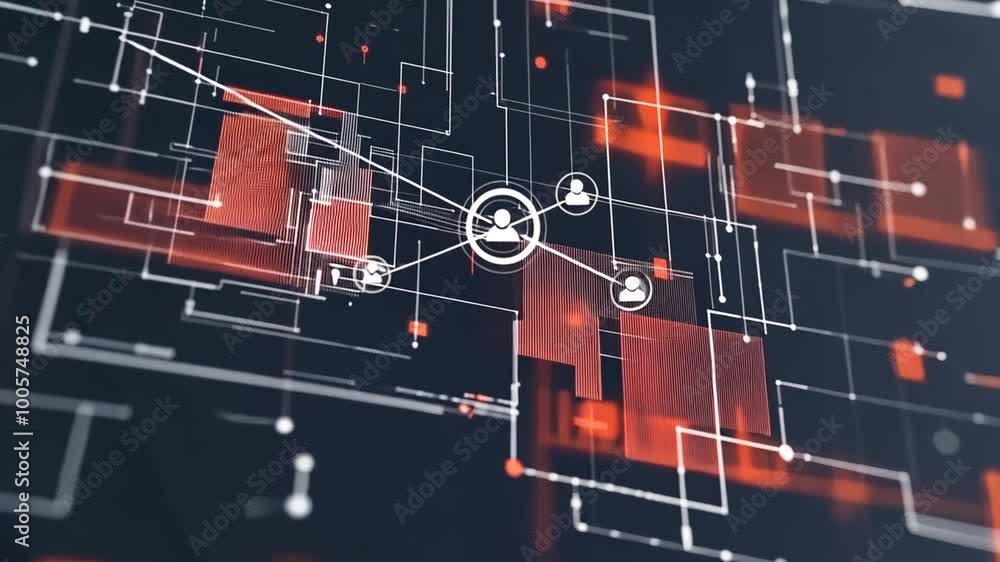 Poster abstract graphics visualizing digital network connections generative ai