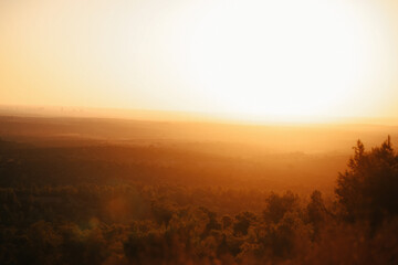 Obraz premium panoramic view of israel sunset time yom kippur holiday panorama of the southern part of the country