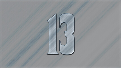 3D Glass effect number design of 13, glassy background.