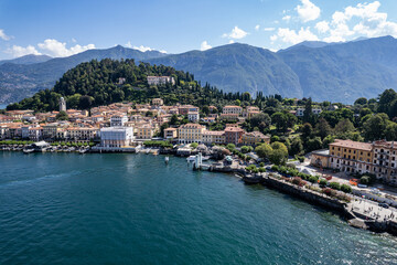 Fototapeta premium City of Bellagio, drone photo Lake Como, Italy 23.08.2024