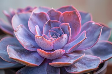 Stunning close-up of a purple and pink succulent plant.