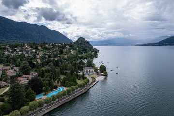 Fototapeta premium Lago di Lugano, Italy, drone photo