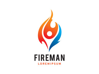 People and Fire logo symbol or icon template