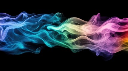 Colorful Abstract Smoke Waves on Black Background