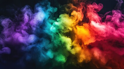 Obraz premium Colorful Smoke Wave on Black Background