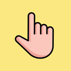 Obraz premium Hand pointer icon pointing up. Computer mouse cursor click. Colored flat design