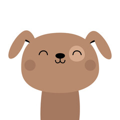 Dog puppy face. Round face icon. Cute cartoon kawaii pet funny baby animal character. Love greeting card. Sticker print template. Happy Valentines day. Flat design. White background. Isolated. Vector