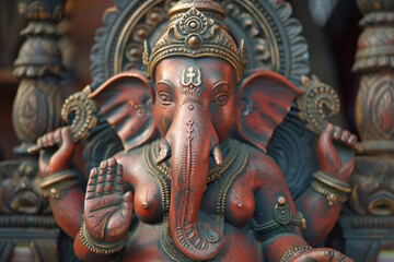 Beautiful greeting card with bright holiday composition for happy celebrate Ganesh Chaturthi