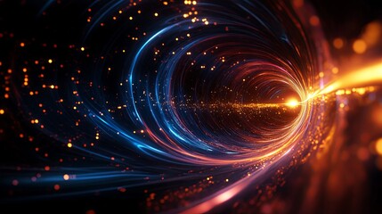 Cosmic vortex with glowing lights and swirling colors