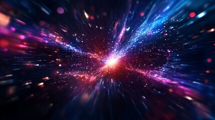 Obraz premium Abstract cosmic explosion with vibrant light trails