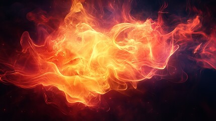 Abstract fiery swirl of vibrant flames and smoke