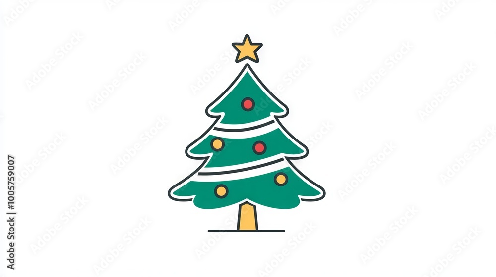 Poster simple line art of a christmas tree with simple lines and no decorations.