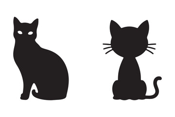 The vector art features a simple illustration of a feline silhouette sitting in a minimalist design with a white background.