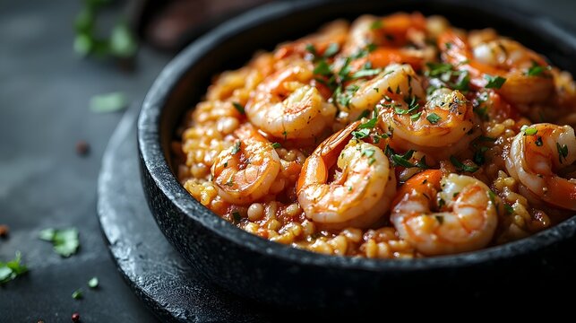 Baio de Dois A Delectable Brazilian Rice and Beans Dish Served on an Elegant Black Stone Plate