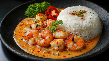 Sururu   Succulent Shellfish in Coconut Pepper Sauce Served on Elegant Black Stone Plate