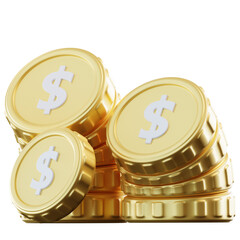 3D Illustration Gold Coins Stack