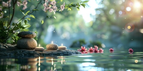 Soothing spa treatment captured with a blend of peaceful natural imagery.