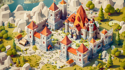 Castle Siege Map isometric game 3D
