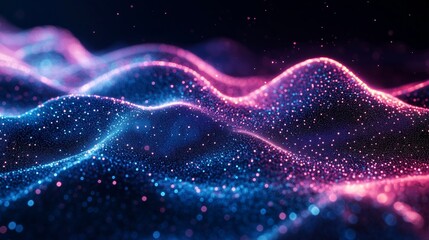 Obraz premium Vibrant Neon Glowing Wave in Digital Space