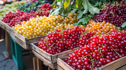 A market stall in Budapest, Hungary, sells fresh currants and berries at the Central Hall Market.