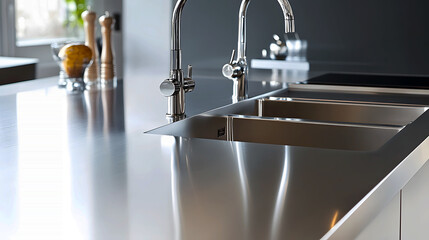 Modern Stainless Steel Kitchen Countertop Design