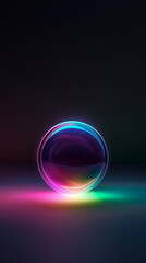 isolated ball with neon light, 3d modern background and wallpaper