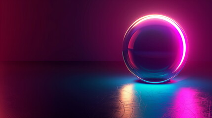 isolated ball with neon light, 3d modern background and wallpaper