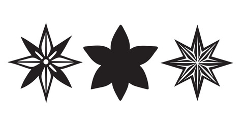 Obraz premium Christmas star silhouette for decoration icon set 
