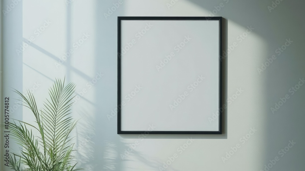 Wall mural close-up mockup frame with a blank white background, simple and minimalistic design perfect for pres