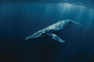 Obraz premium Fantastically beautiful majestic huge whale in ocean