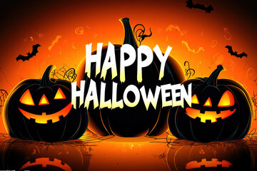 Halloween Greeting Written on Pumpkins