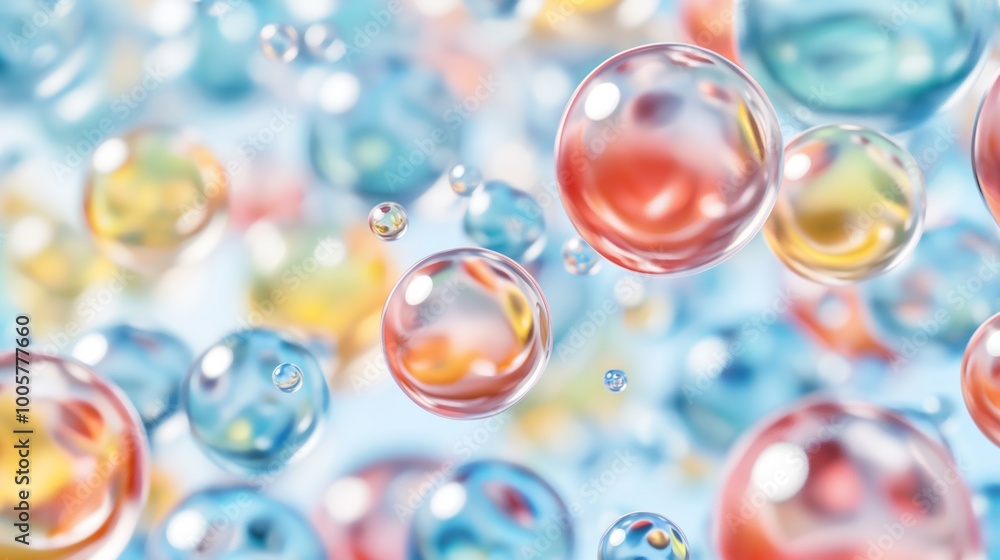 Aufkleber a colorful array of bubbles floating in the air. the bubbles are of different colors and sizes, crea