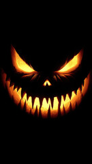 Fototapeta premium Evil Glowing Pumpkin Face