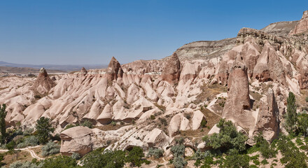 Obraz premium Panoramic rock formation in Cappadocia. Rose valley. Goreme, Turkey landmark
