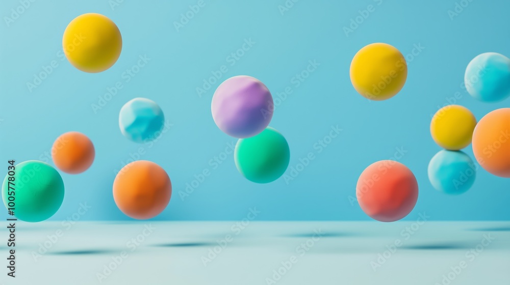 Poster a bunch of colorful balls are floating in the air. the colors are bright and vibrant, creating a liv
