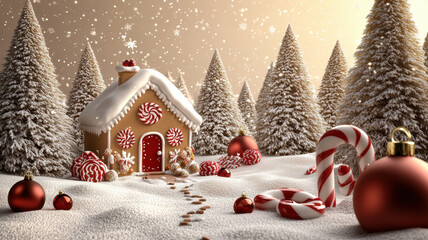 Gingerbread Houses in a Snowy Wonderland